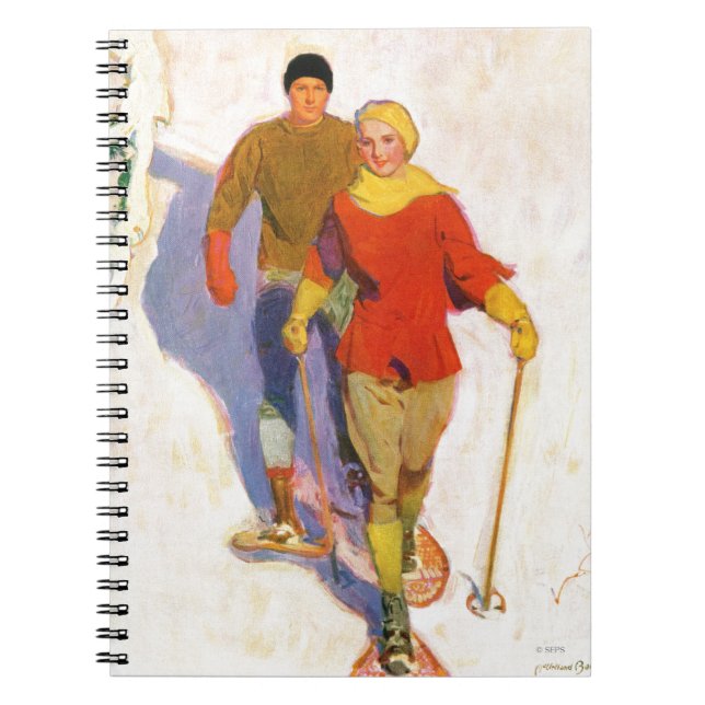 Caderno Espiral Casal Vestindo sapatos de neve por McClelland Barc (Frente)