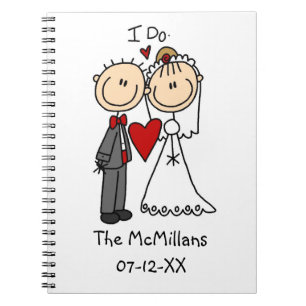Caderno Espiral Casal Wedding eu faço t-shirt e presentes