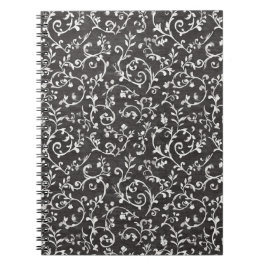 Caderno Espiral Casamento Abstrato Elegante Preto e Branco