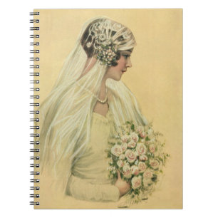 Caderno Espiral Casamento Antigo, Retrato Nupcial de Noiva Vitoria