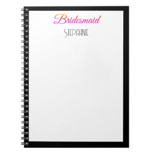 Caderno Espiral Casamento Branco Cor-de-rosa Preto - Nome Personal