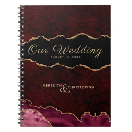 Caderno Espiral Casamento com Agitação Dourada Burgundy