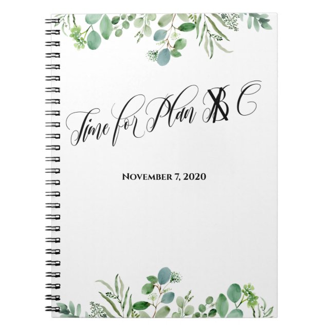 Caderno Espiral Casamento com Eucalyptus no Plano Personalizado C (Frente)