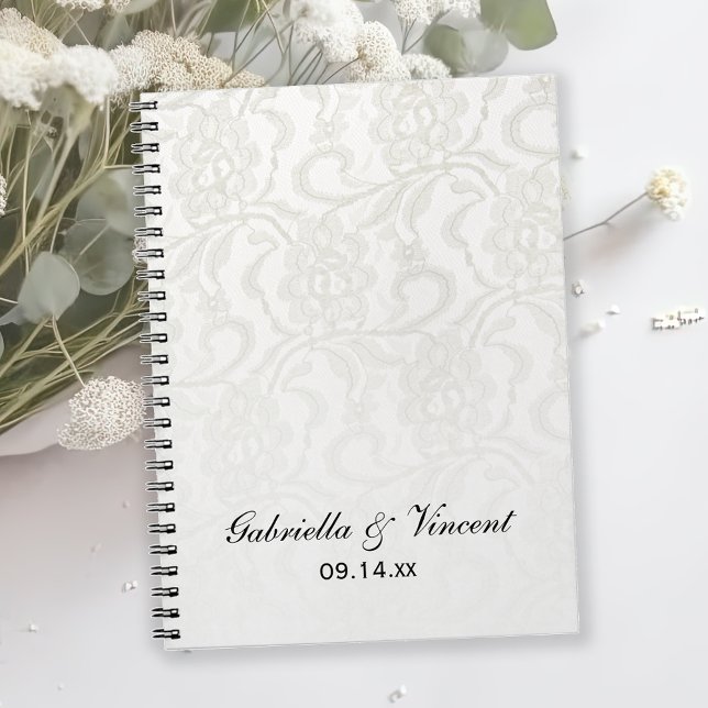 Caderno Espiral Casamento com rendas brancas (Criador carregado)
