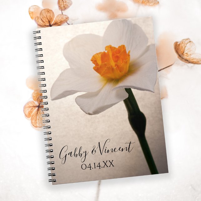 Caderno Espiral Casamento Daffodil Primavera Branco (Criador carregado)