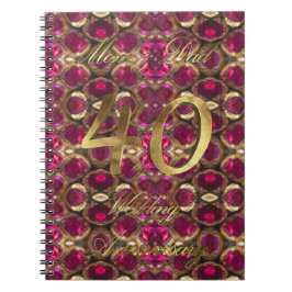 Caderno Espiral Casamento de 40 anos Ruby Wedding