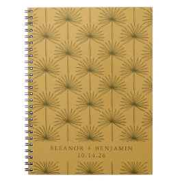 Caderno Espiral Casamento De Amarelo Amarelo De Palma De Folha Bot