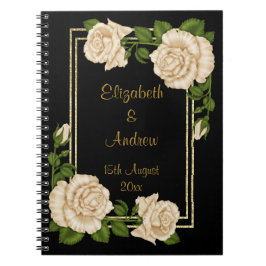 Caderno Espiral Casamento de Buquês de marfim de canto de chic