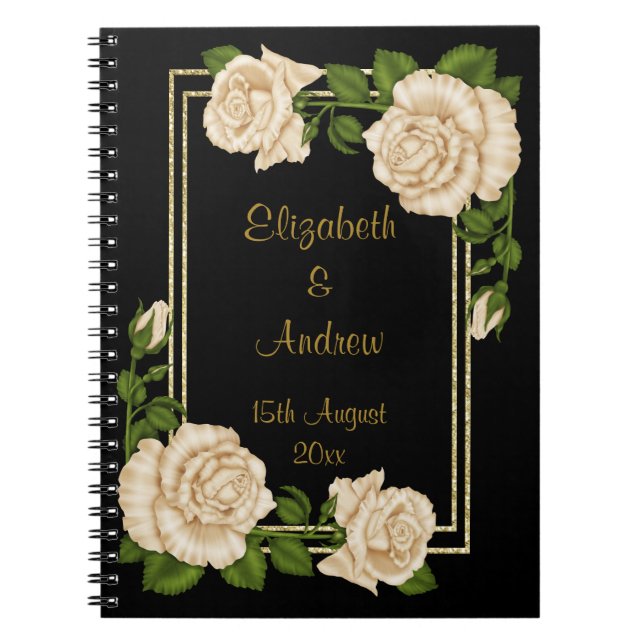 Caderno Espiral Casamento de Buquês de marfim de canto de chic (Frente)