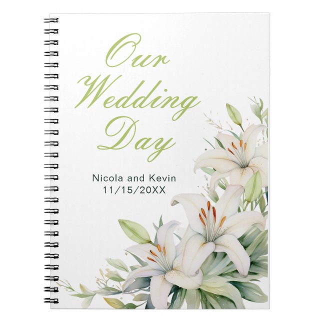 Caderno Espiral Casamento de Flores Brancas (Frente)