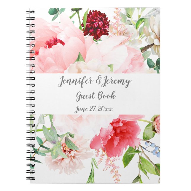 Caderno Espiral Casamento de Jardim Floral de Molercola Selvagem (Frente)