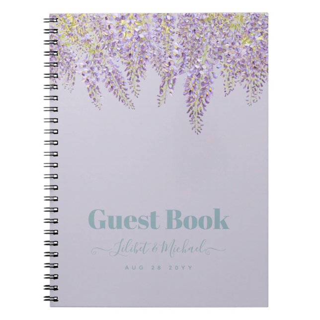 Caderno Espiral Casamento de Jardim Floral de Purple Wisteria Sage (Frente)