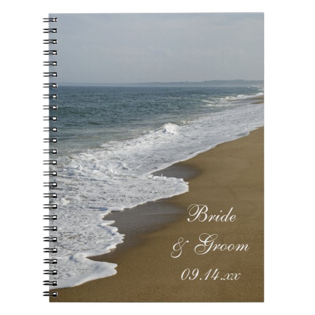 Caderno Espiral Casamento de praia e oceano (Frente)