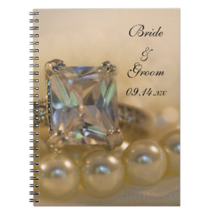 Caderno Espiral Casamento de Princesa Diamond Ring e Pérolas Branc