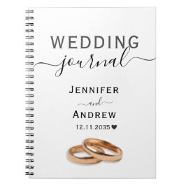 Caderno Espiral Casamento de Script Preto e Branco Moderno