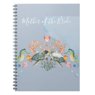 Caderno Espiral Casamento de Tartarugas do Mar com Noiva e Groom