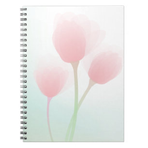 Caderno Espiral Casamento de Tulipas de Pastel Cor-de-Rosa Suave