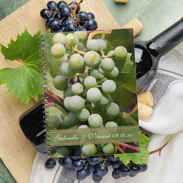 Caderno Espiral Casamento de Vinha de Uvas Verdes (Criador carregado)