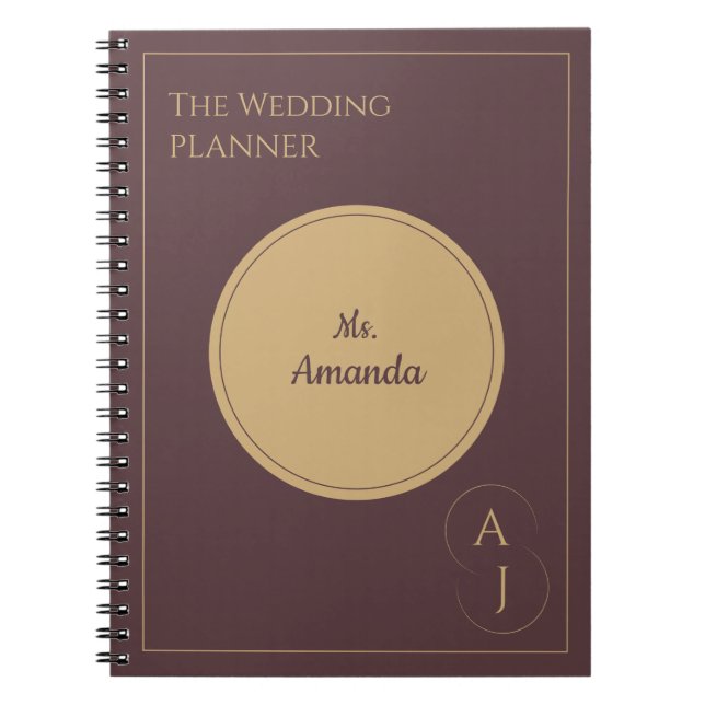 Caderno Espiral Casamento Dourado de luxo elegante (Frente)