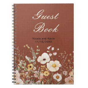 Caderno Espiral Casamento Floral de Flores de Flor de outono
