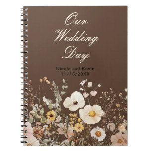 Caderno Espiral Casamento Floral de Flores de Flor de outono