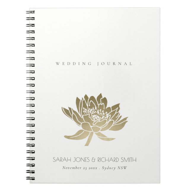 CADERNO ESPIRAL CASAMENTO FLORORAL BRANCO DOURADO E PÁLIDO GLAMORO (Frente)