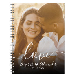 Caderno Espiral Casamento Fotográfico de Script de Amor Elegante