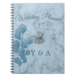 Caderno Espiral Casamento Moderno Eucalyptus Azul-Bismillah Islâmi