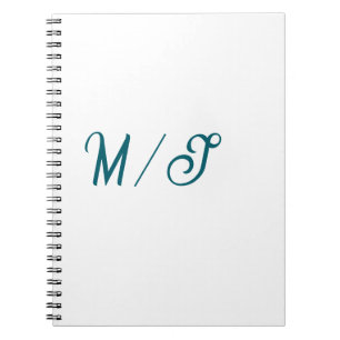 Caderno Espiral Casamento monograma turquesa casal nome simples es