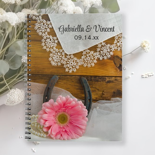 Caderno Espiral Casamento Ocidental de Daisy Rosa e Lace Country (Criador carregado)