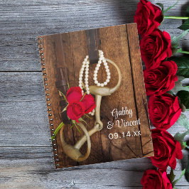 Caderno Espiral Casamento Ocidental de rosas vermelhas e Bits de C