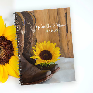 Caderno Espiral Casamento ocidental do girassol do país