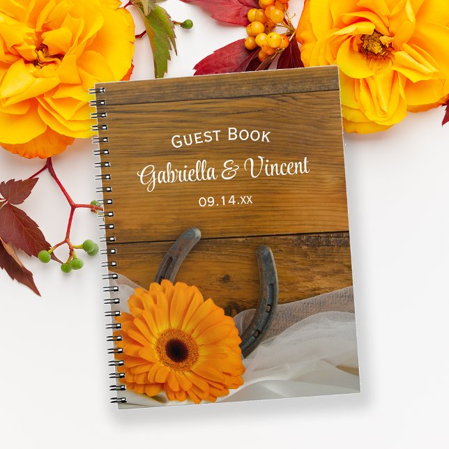 Caderno Espiral Casamento Ocidental do País de Ferradura Laranja (Criador carregado)