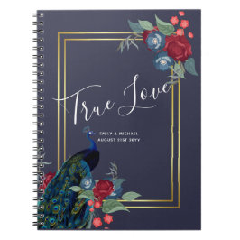 Caderno Espiral Casamento outono de inverno Peacock Blue Burgundy