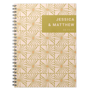 Caderno Espiral Casamento Personalizado Botânico Do Groovy Retro C