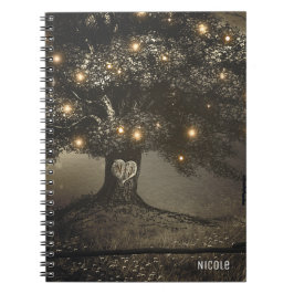 Caderno Espiral Casamento Personalizado com Árvore Rústica Vintage