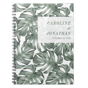 Caderno Espiral Casamento Personalizado Da Planta Boho Watercolor 