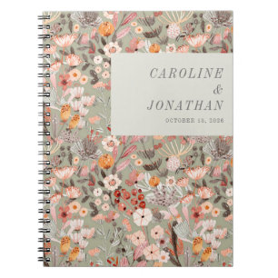 Caderno Espiral Casamento Personalizado Da Rustic Sage Green Taupe