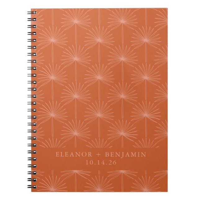 Caderno Espiral Casamento Personalizado De Laranja Botânico Queima (Frente)