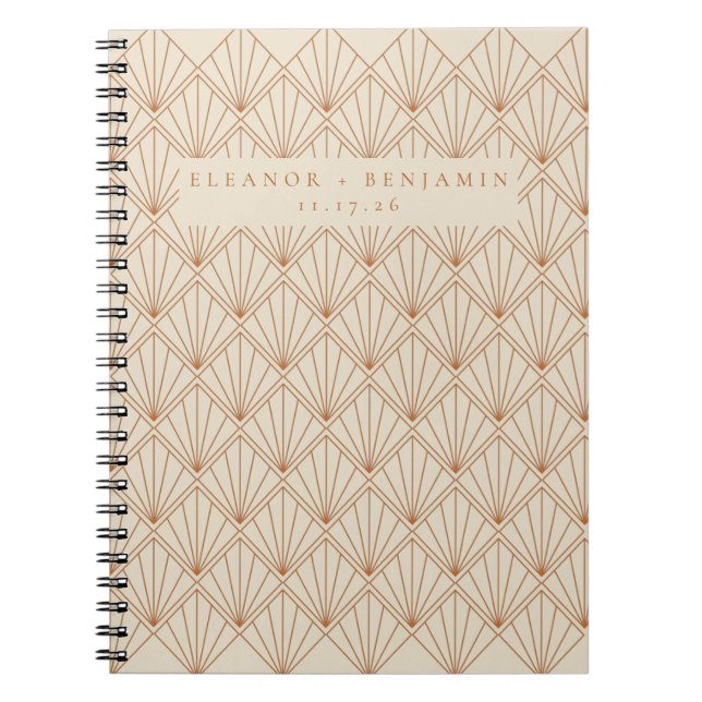 Caderno Espiral Casamento Personalizado Laranja Queimado por Deco  (Frente)