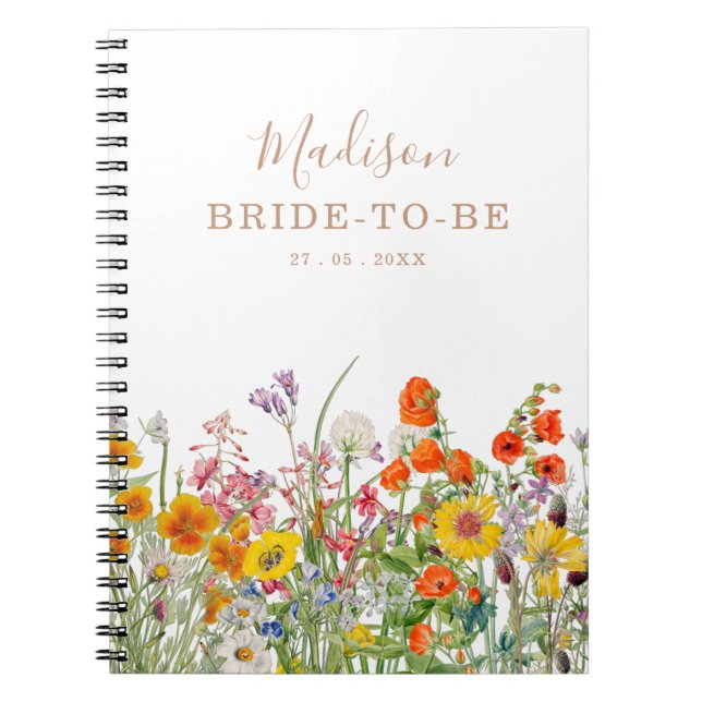 Caderno Espiral Casamento Personalizado País das Flores Selvagens  (Frente)