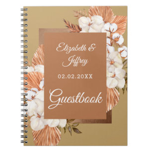 Caderno Espiral Casamento Rustic Terracotta Dourado Boho Pampas Or