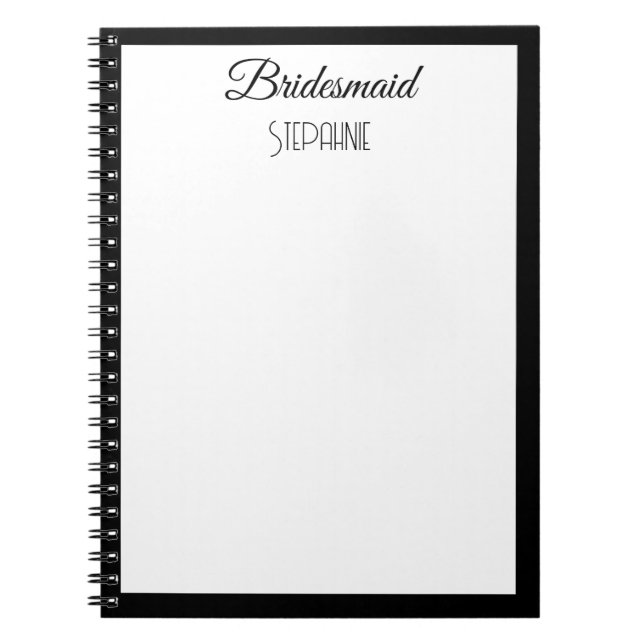 Caderno Espiral Casamento Simples Preto-Branco - Nome Personalizad (Frente)