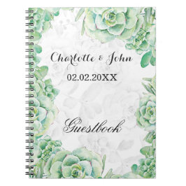 Caderno Espiral casamento suculento com aquarelas Guestbook