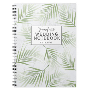 Caderno Espiral Casamento Verde Da Folhagem Tropical