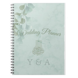 Caderno Espiral Casamento Verde Eucalyptus Foliage Bismillah Marbl