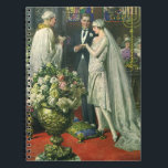 Caderno Espiral Casamento vintage, noiva e noiva com Menorah<br><div class="desc">Ilustração Vintage,  amor e cerimônia de casamento romântica,  com uma imagem de um casal se casando em uma bela sinagoga com vitrines coloridas,  flores e uma menorah de sete galhos. A noiva está vestindo um longo vestido branco e o noivo é bonito em seu smoking.</div>