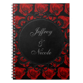 Caderno Espiral Casamento vitoriano das Rosas vermelhas góticas