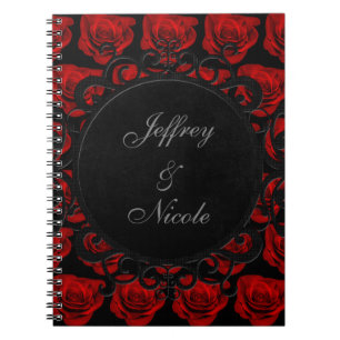 Caderno Espiral Casamento vitoriano das Rosas vermelhas góticas
