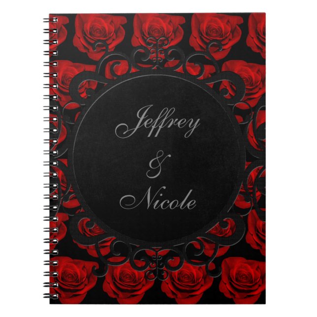 Caderno Espiral Casamento vitoriano das Rosas vermelhas góticas (Frente)